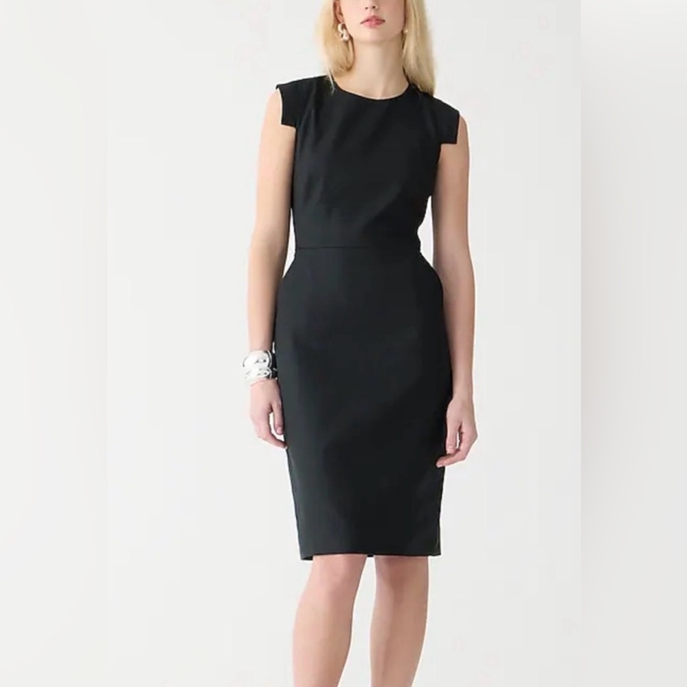 NWOT J. Crew Navy Blue Resume Sheath Wool Dress size 10 Tall